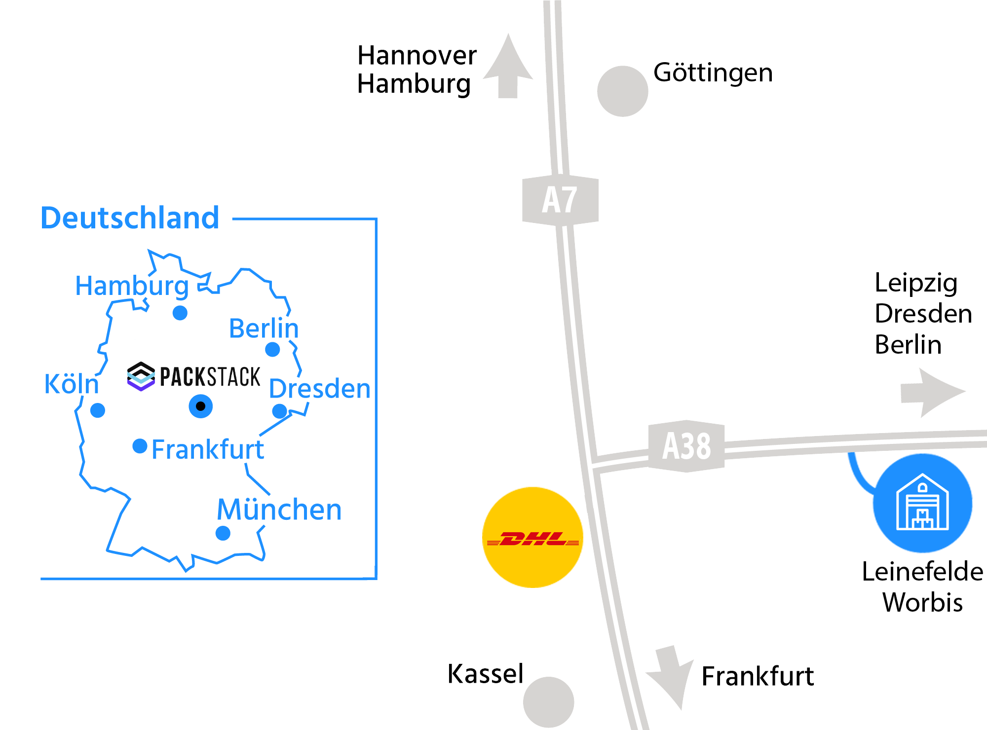 Packstack Standort auf der Karte